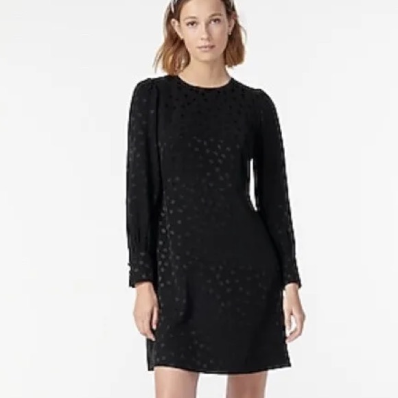 J. Crew Long Sleeve Satin Effect Mini Shift Dress in Jacquard Floral Dot - Picture 10 of 10